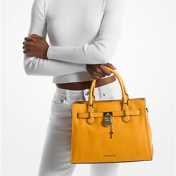 MICHAEL KORS HAMILTON MEDIUM SATCHEL   COLOR: GOLDEN ROD NWT - Picture 2 of 15